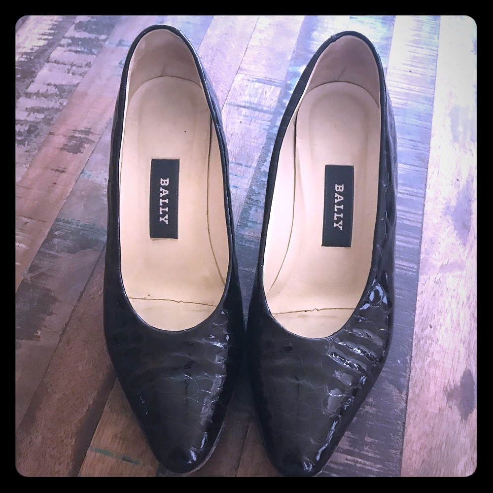 Bally black leather heels made in Italy Sz5